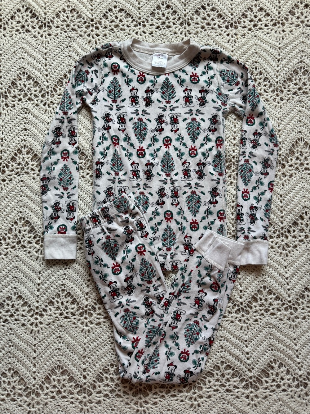 Hanna Andersson Disney Christmas Pajama Set Mickey Size 6/7 Organic Cotton